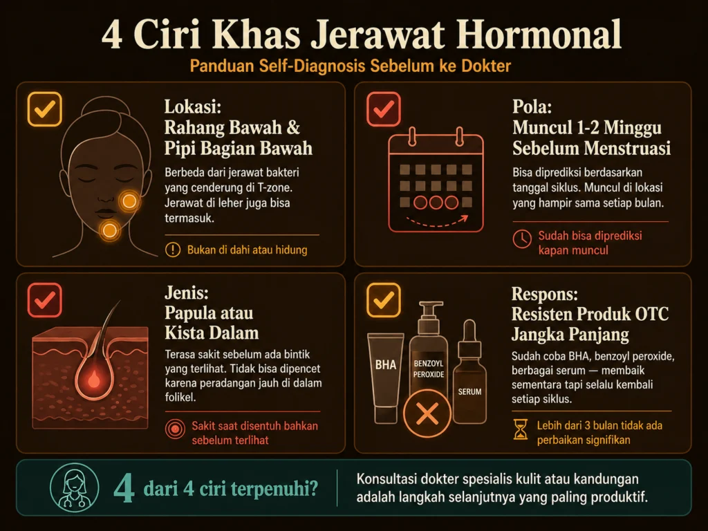 4 ciri jerawat hormonal lokasi rahang siklus menstruasi kistik resisten produk OTC self diagnosis