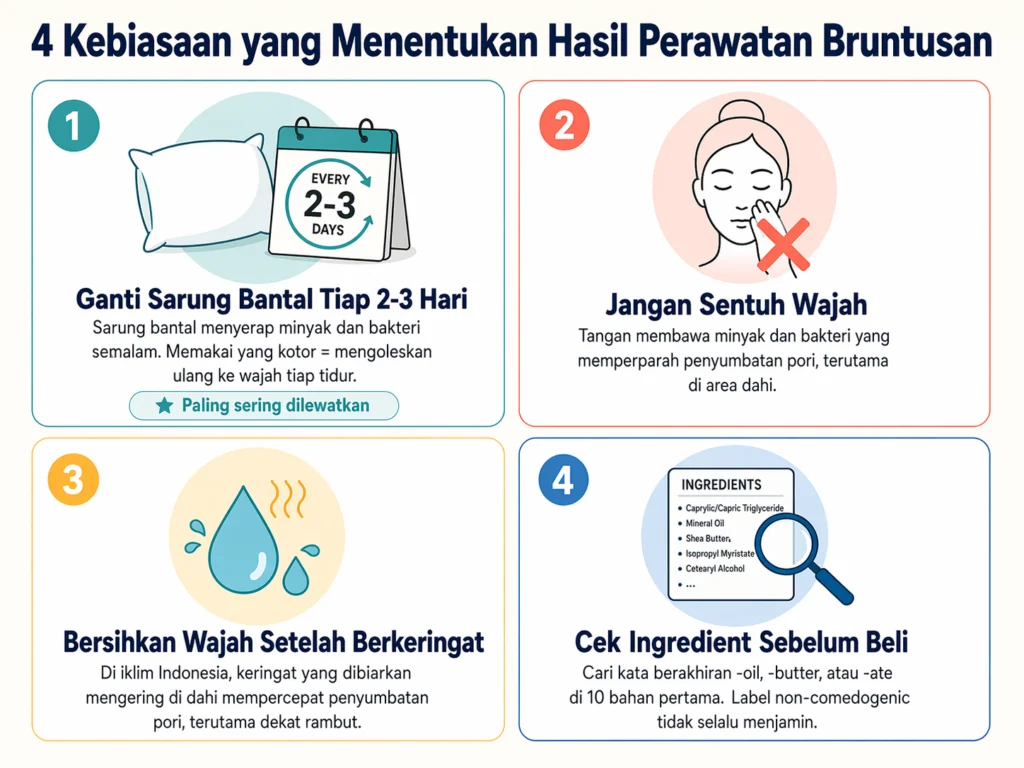 kebiasaan yang memperparah bruntusan di dahi sarung bantal sentuh wajah ingredient list