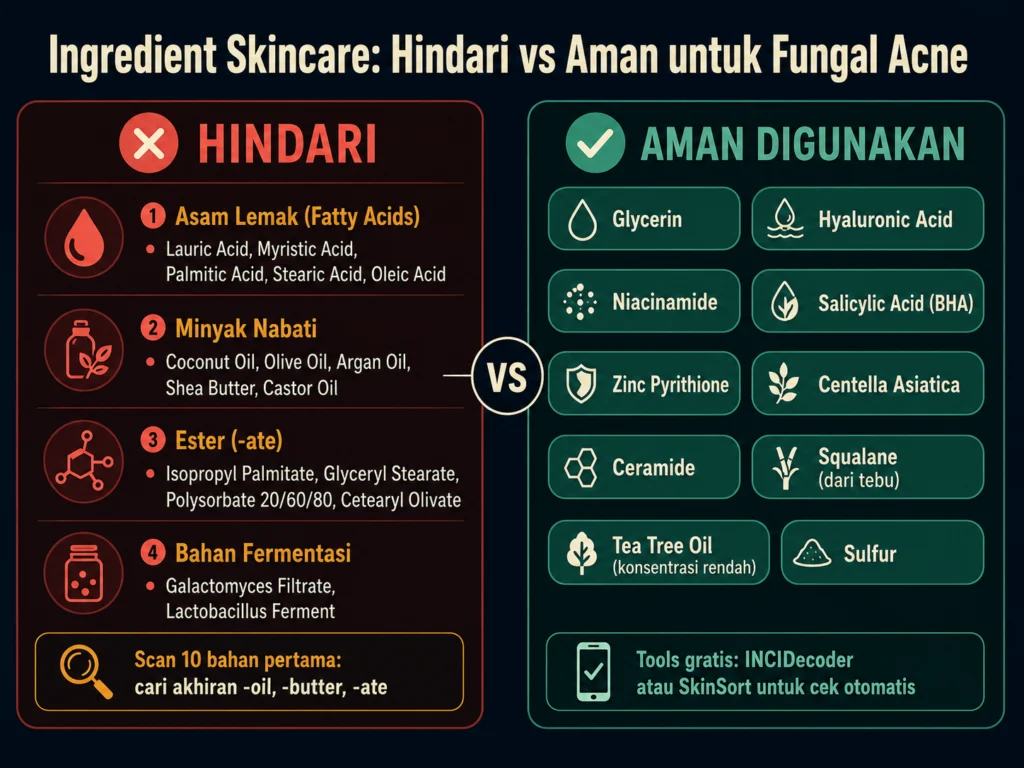 bahan skincare yang harus dihindari dan yang aman untuk fungal acne fatty acid ester minyak nabati