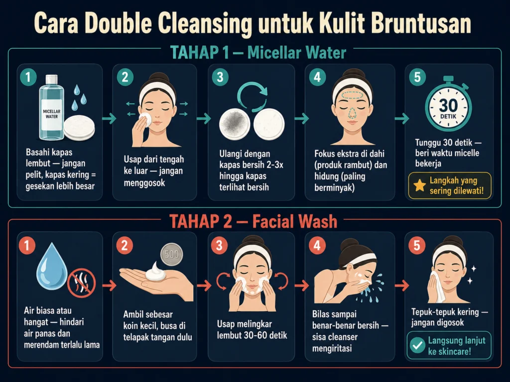cara double cleansing yang benar untuk kulit bruntusan step by step panduan lengkap