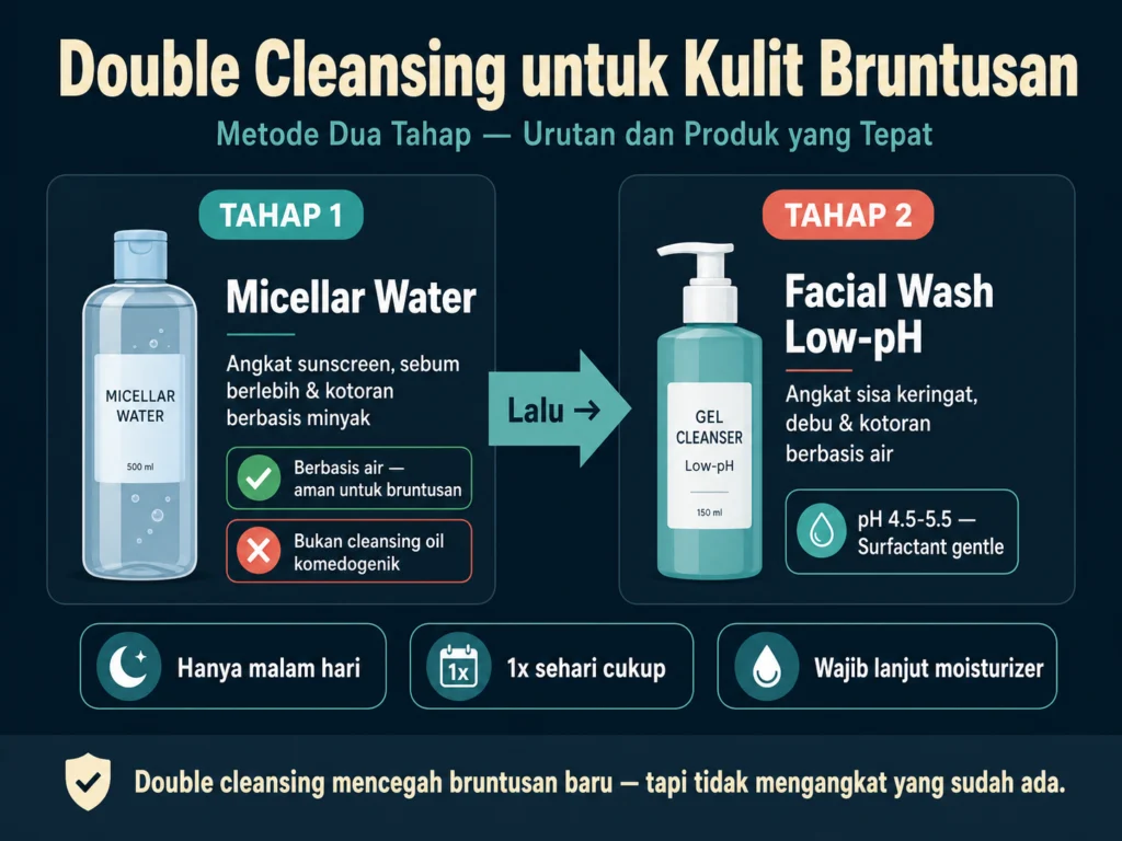 double cleansing untuk kulit bruntusan cara yang benar micellar water facial wash