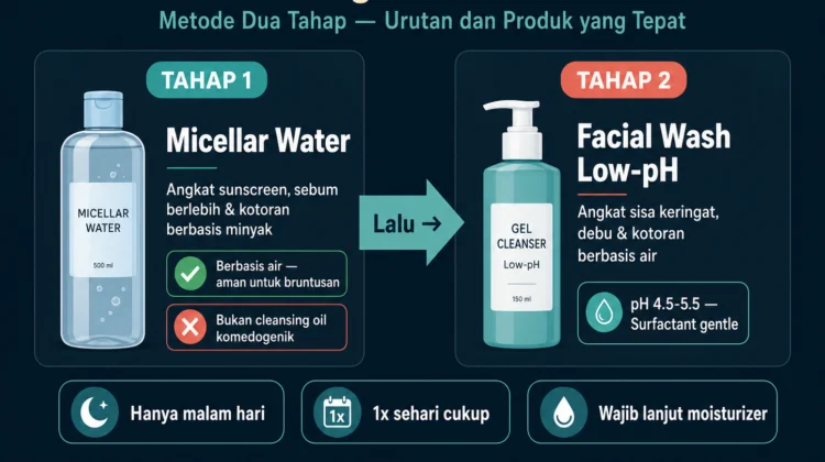 double cleansing untuk kulit bruntusan cara yang benar micellar water facial wash