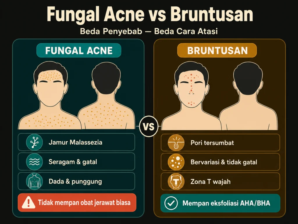 perbedaan fungal acne dan bruntusan tampilan penyebab cara mengatasi