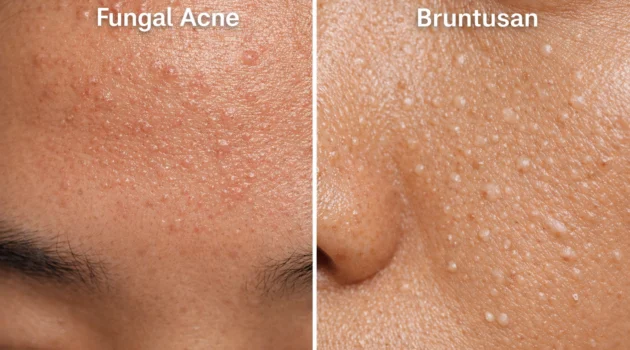 perbandingan fungal acne dan bruntusan pada kulit wajah
