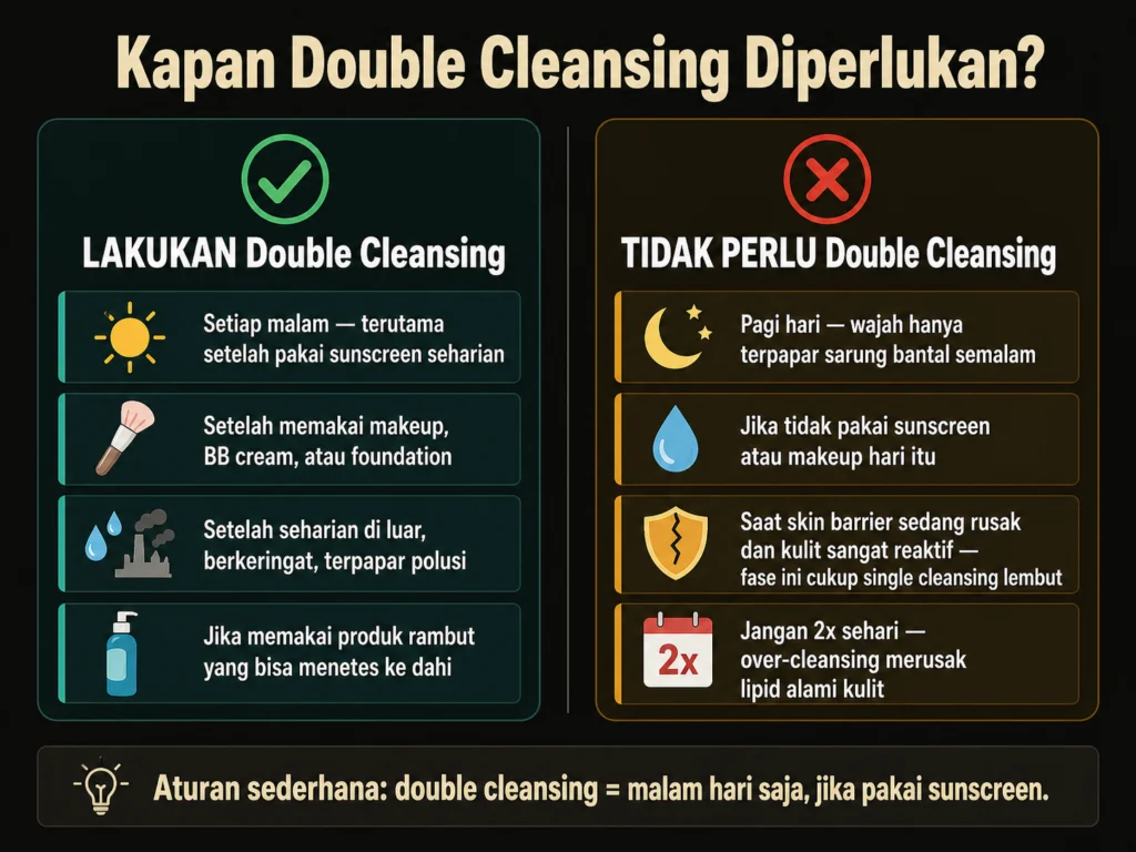 kapan harus double cleansing dan kapan tidak perlu malam hari bruntusan skin barrier