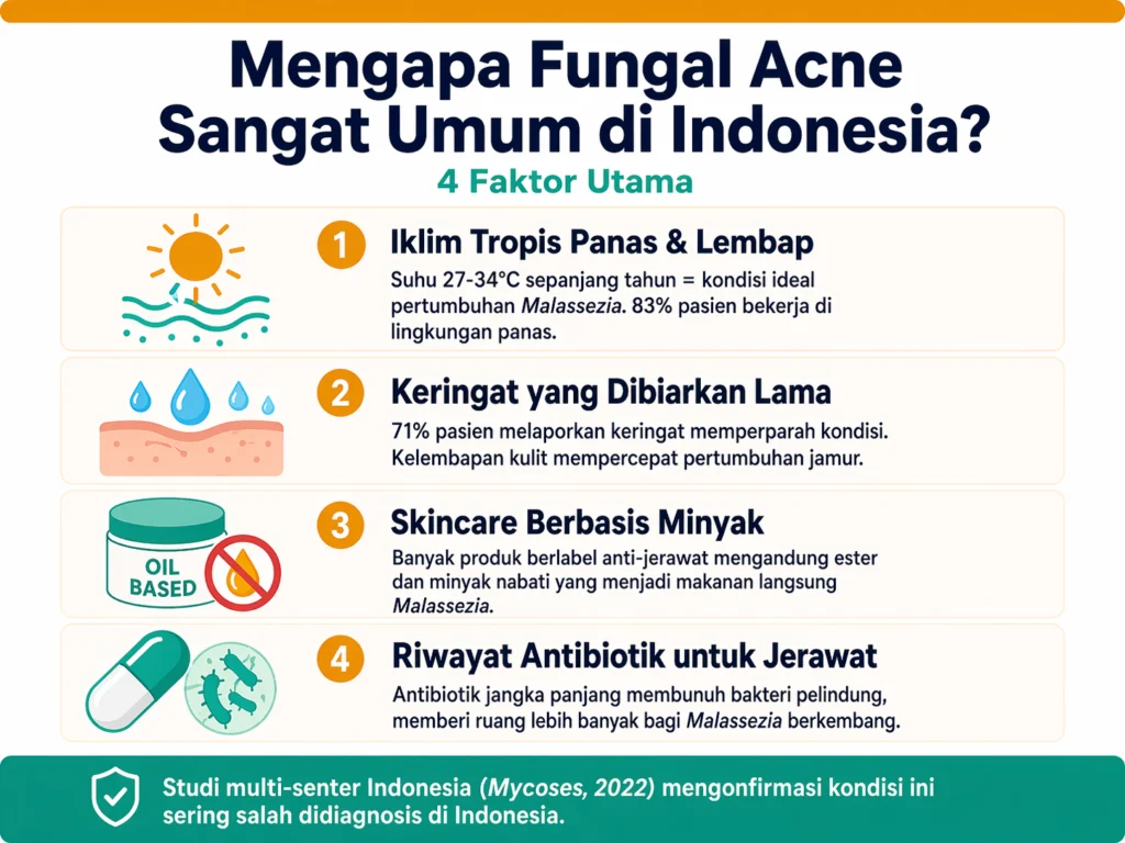 kenapa fungal acne umum di indonesia iklim tropis keringat faktor risiko
