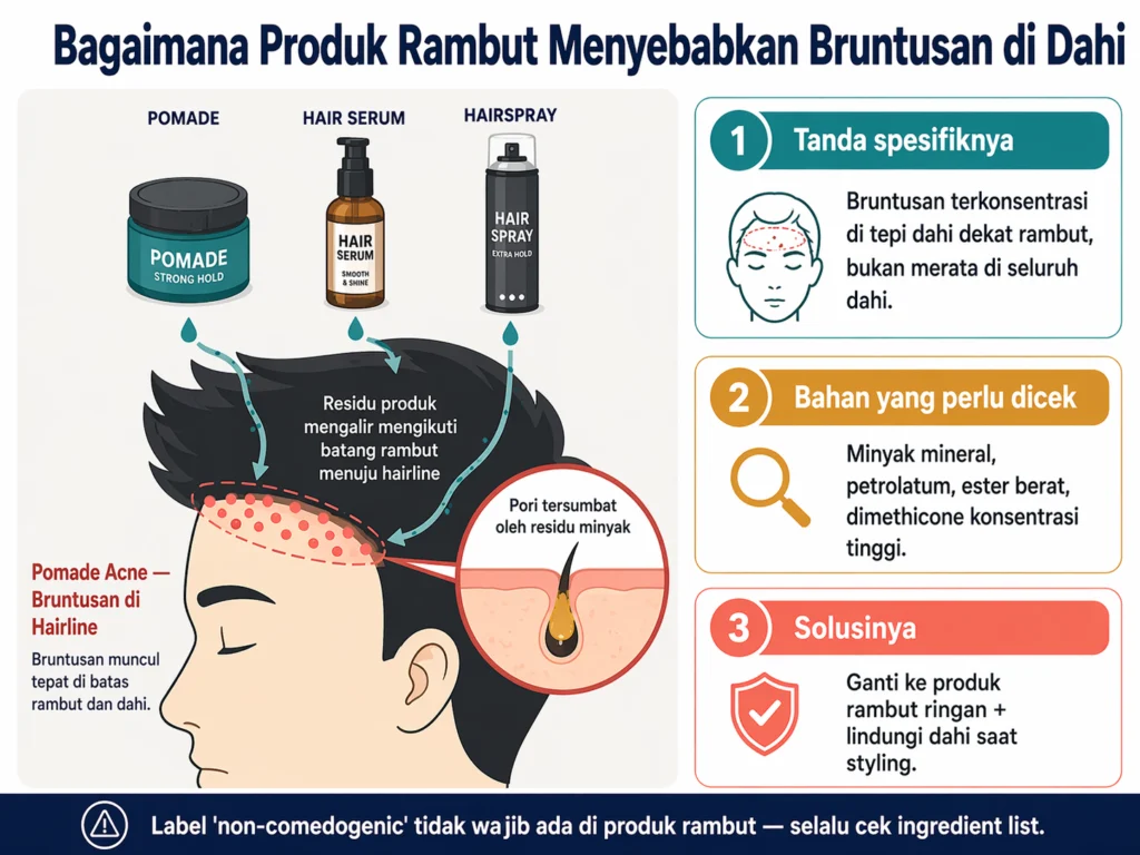produk rambut komedogenik penyebab bruntusan di hairline dahi pomade acne