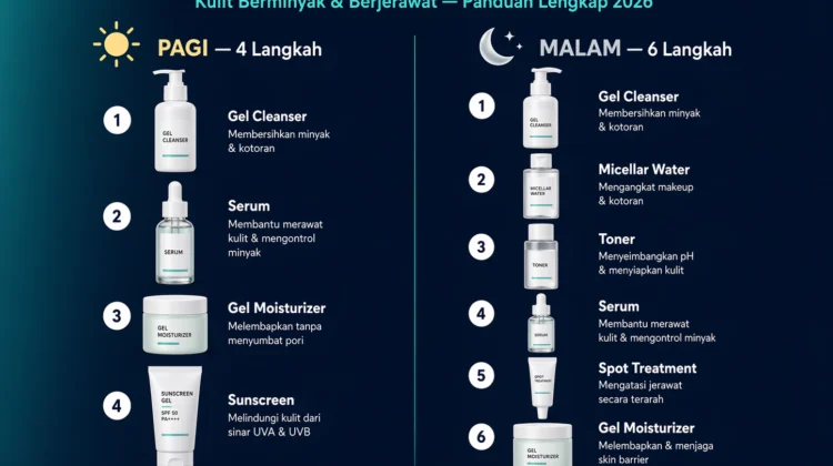 rangkaian skincare untuk kulit berminyak dan berjerawat urutan pagi malam