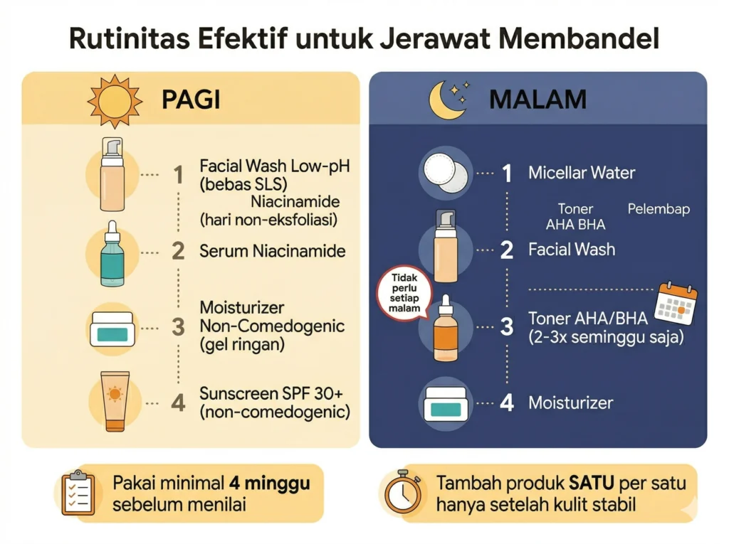 rutinitas skincare sederhana untuk jerawat membandel 4 produk pagi malam