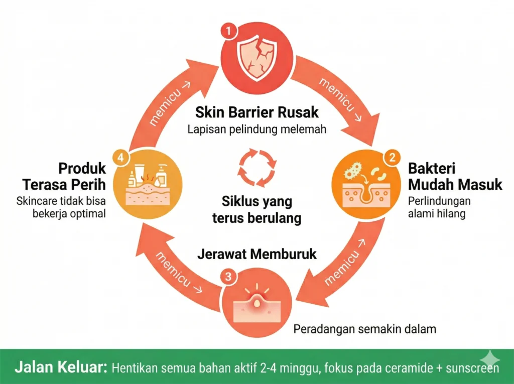 siklus skin barrier rusak jerawat makin parah hubungan jerawat dan barrier kulit