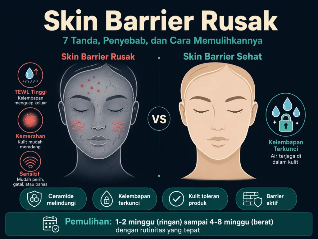 ciri-ciri skin barrier rusak kulit sensitif kering dan kemerahan