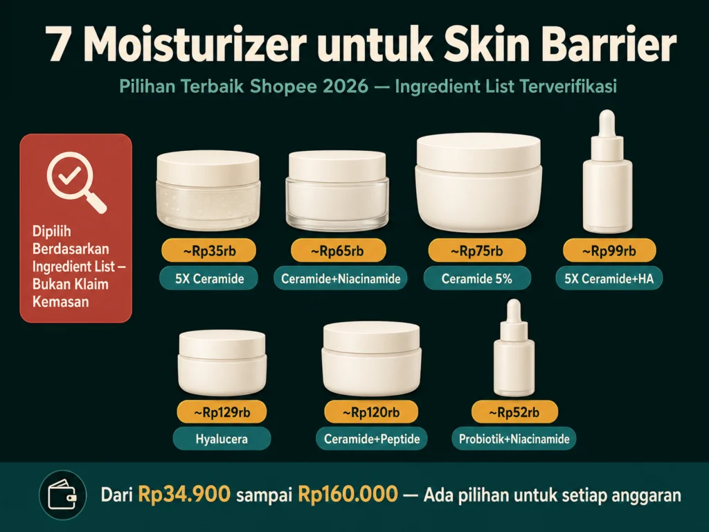 rekomendasi moisturizer untuk skin barrier terbaik Shopee 2026 ceramide terverifikasi