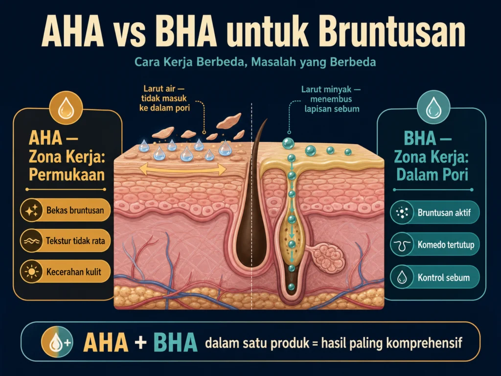 AHA vs BHA untuk bruntusan perbedaan cara kerja cara memilih yang tepat
