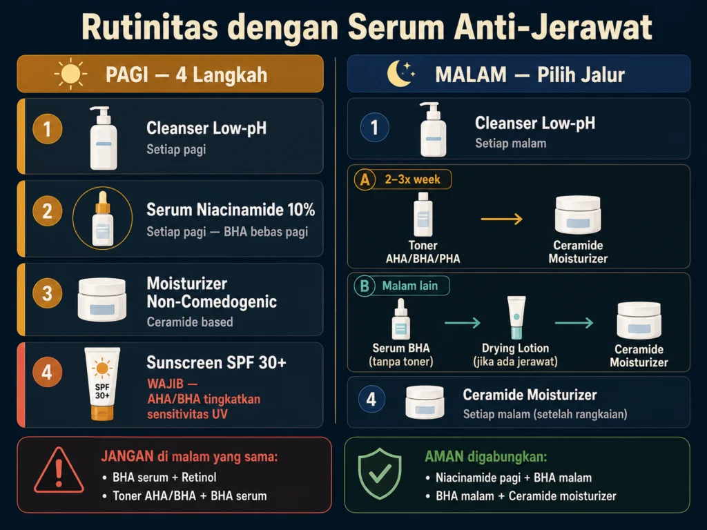 rutinitas skincare pagi malam dengan serum jerawat urutan yang benar kombinasi aman