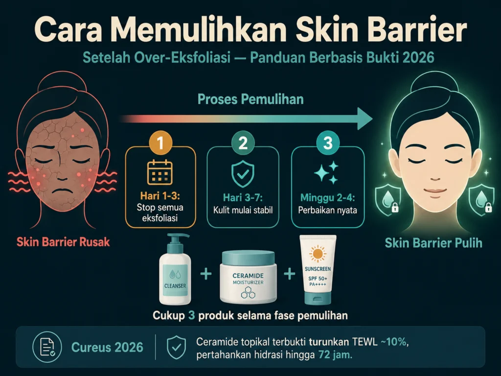 timeline pemulihan skin barrier over eksfoliasi dan protokol reintroduksi eksfoliasi yang aman