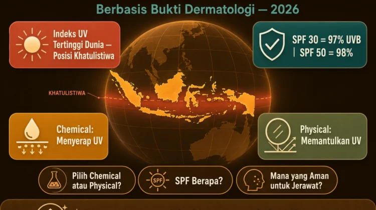 panduan lengkap memilih sunscreen untuk kulit Indonesia 2026 SPF chemical physical